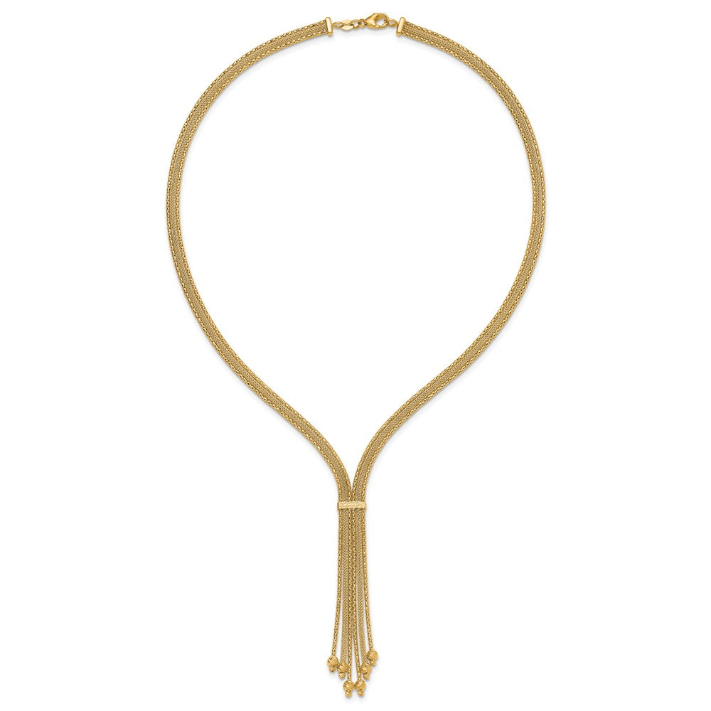 14K Gelbgold Poliert/texture/dia Schliff Fantasie Tropfen Halskette