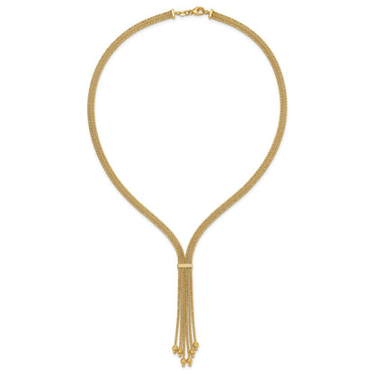 14K Gelbgold Poliert/texture/dia Schliff Fantasie Tropfen Halskette