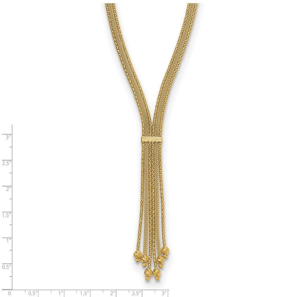 14K Gelbgold Poliert/texture/dia Schliff Fantasie Tropfen Halskette