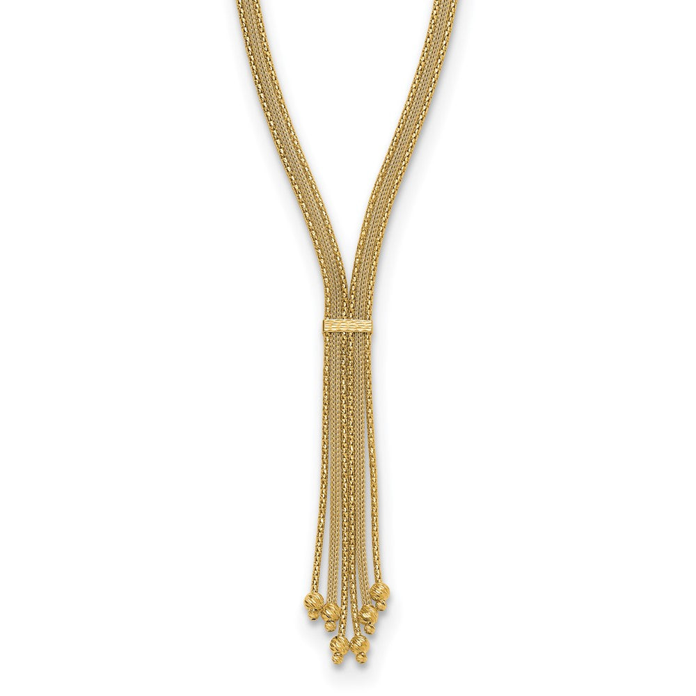 14K Gelbgold Poliert/texture/dia Schliff Fantasie Tropfen Halskette