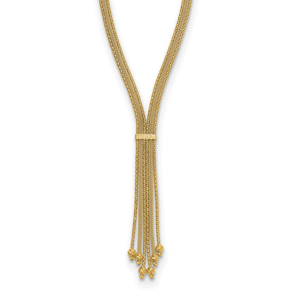 14K Gelbgold Poliert/texture/dia Schliff Fantasie Tropfen Halskette