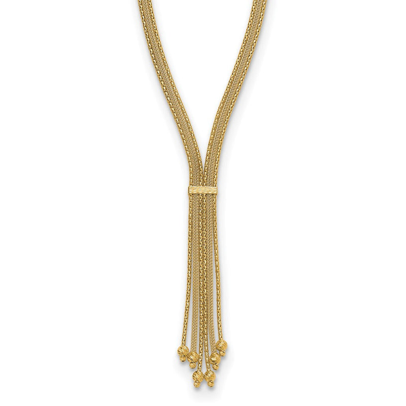 14K Gelbgold Poliert/texture/dia Schliff Fantasie Tropfen Halskette