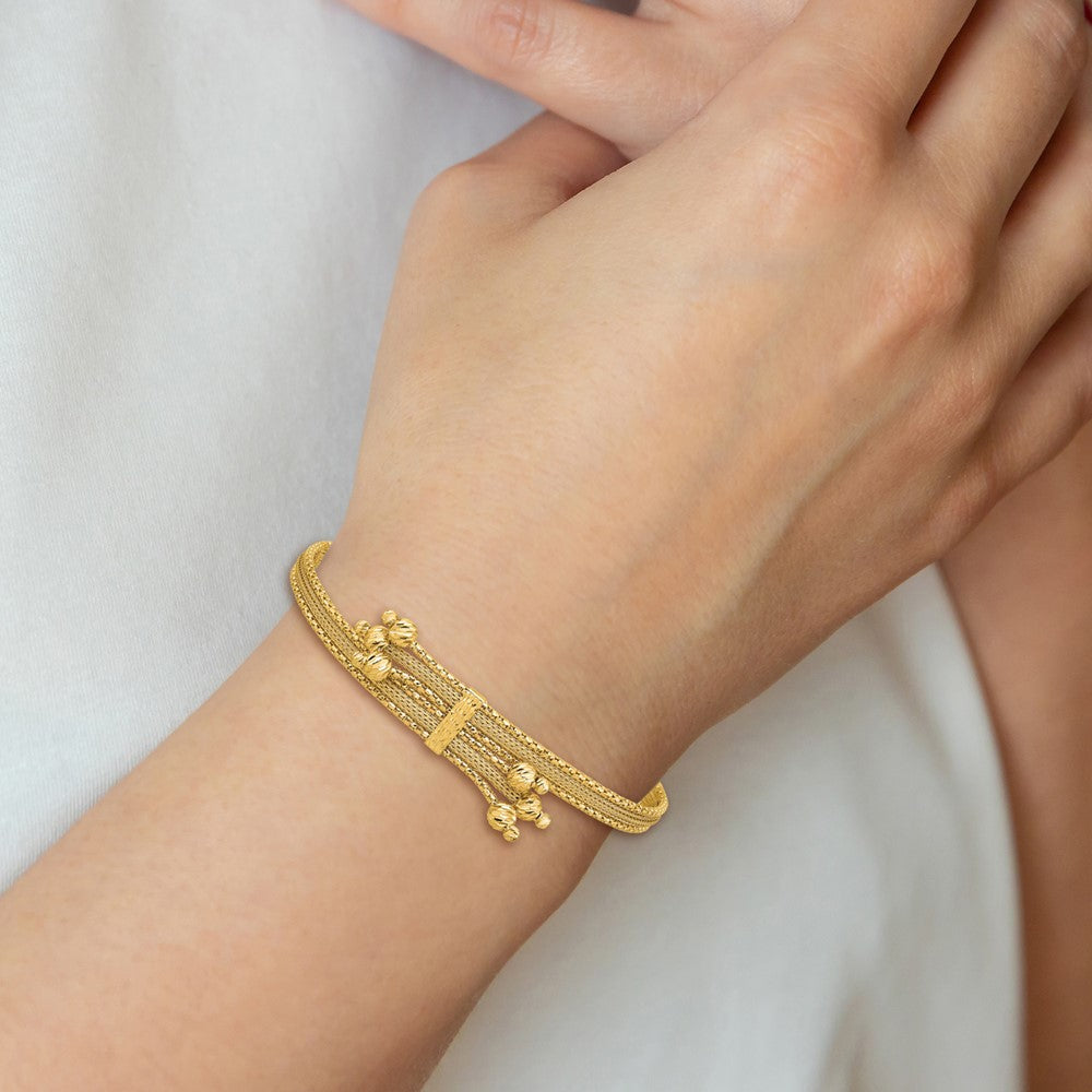 14K Gelbgold Poliert/texture/dia Schliff Fantasie Armband