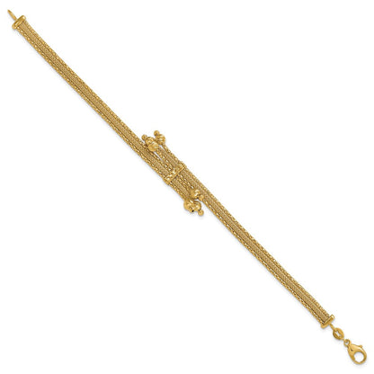 14K Gelbgold Poliert/texture/dia Schliff Fantasie Armband