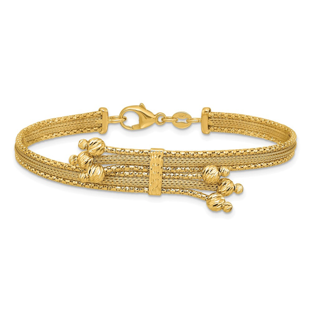 14K Gelbgold Poliert/texture/dia Schliff Fantasie Armband