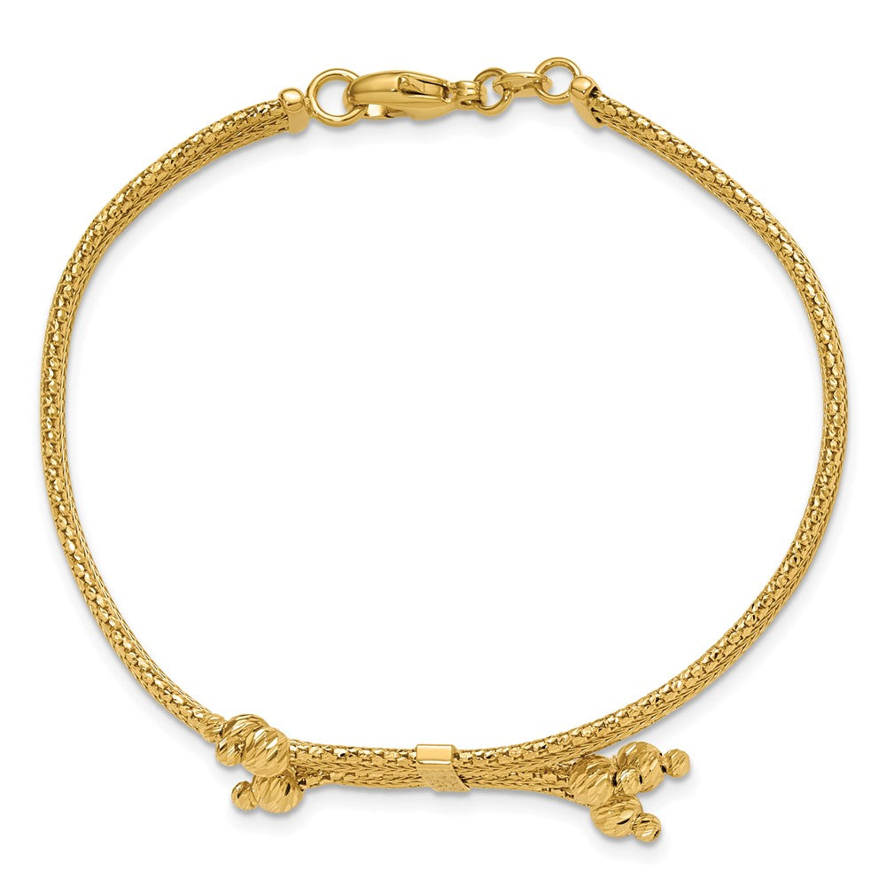 14K Gelbgold Poliert/texture/dia Schliff Fantasie Armband