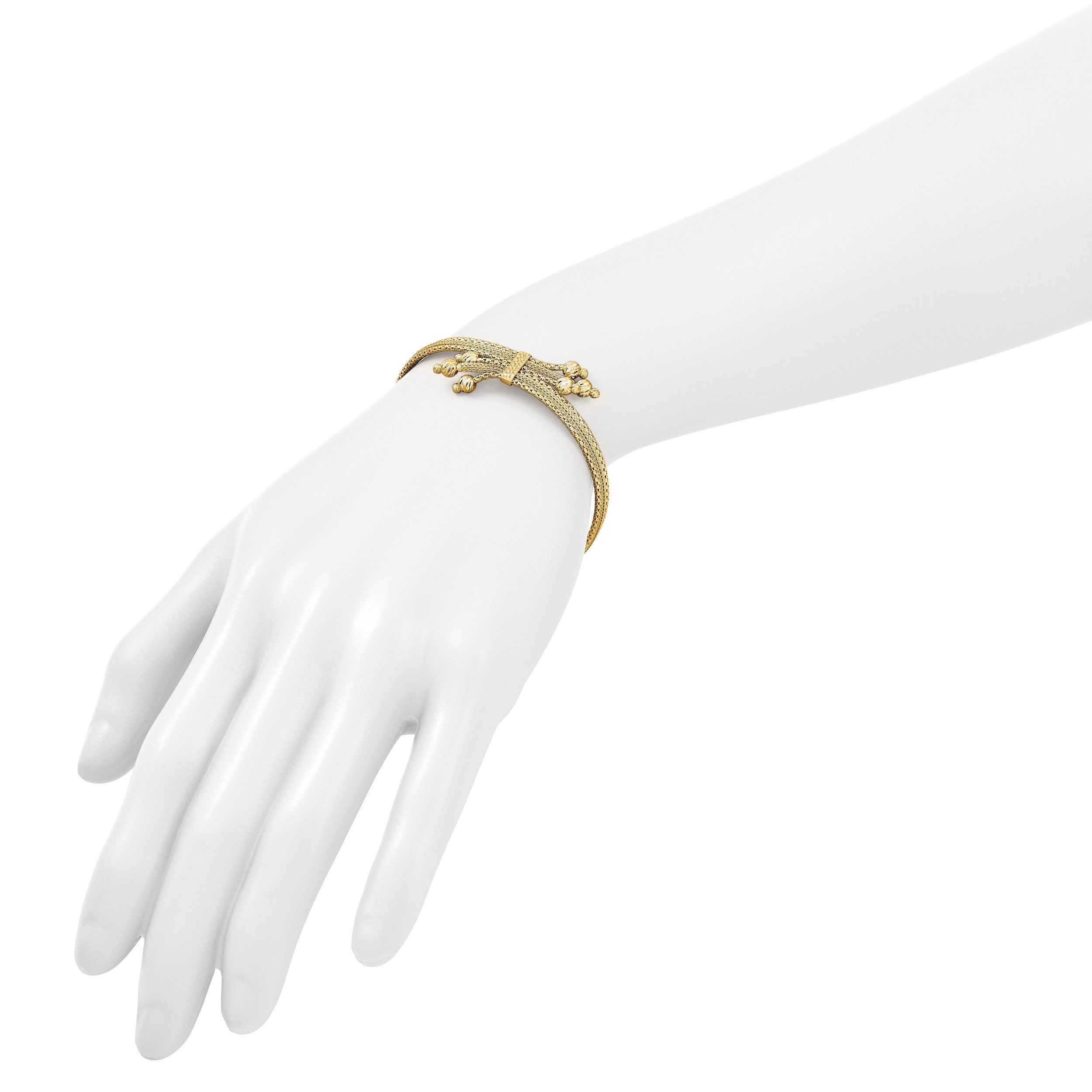14K Gelbgold Poliert/texture/dia Schliff Fantasie Armband