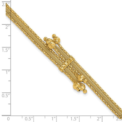 14K Gelbgold Poliert/texture/dia Schliff Fantasie Armband