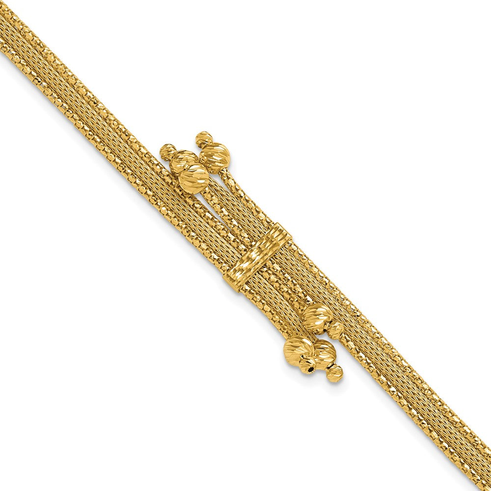 14K Gelbgold Poliert/texture/dia Schliff Fantasie Armband