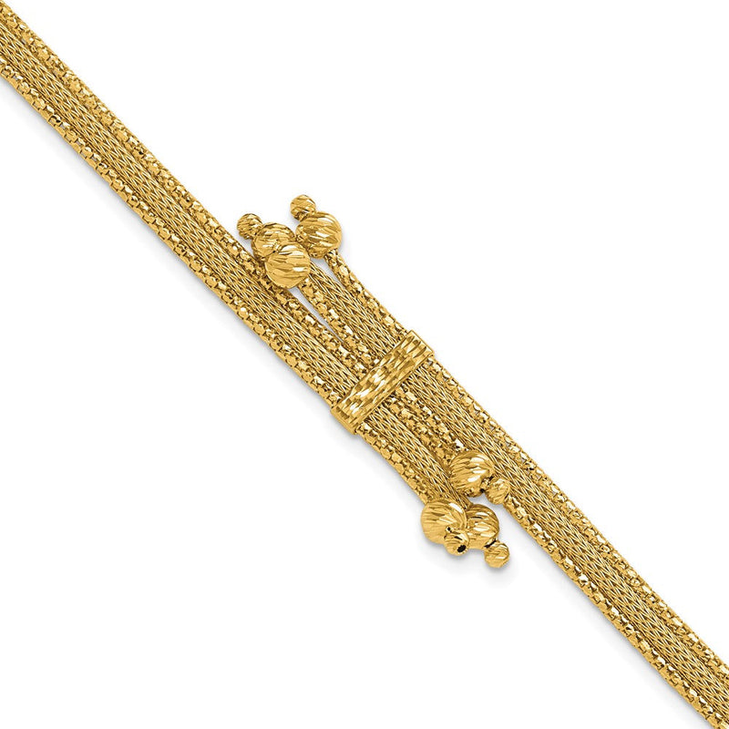 14K Gelbgold Poliert/texture/dia Schliff Fantasie Armband