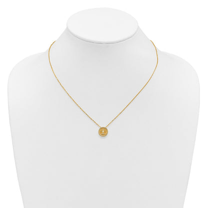 14K Gelbgold Poliert und Satiniert Baum Of Leben Halskette