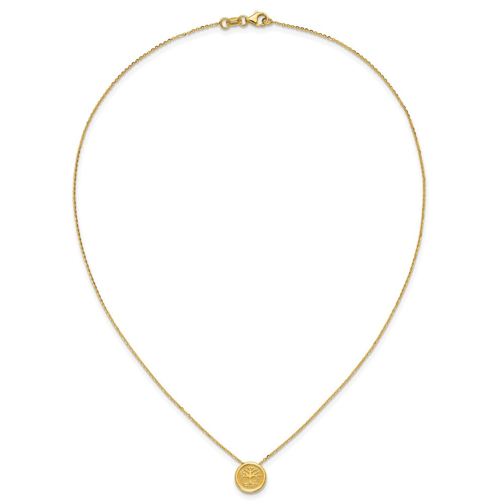 14K Gelbgold Poliert und Satiniert Baum Of Leben Halskette