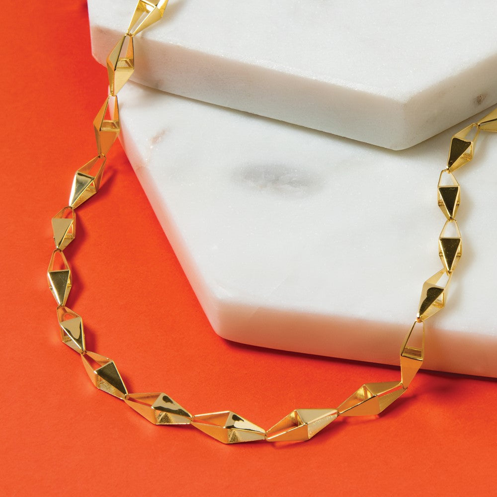 14K Gelbgold Poliert Geometric Glieder Halskette