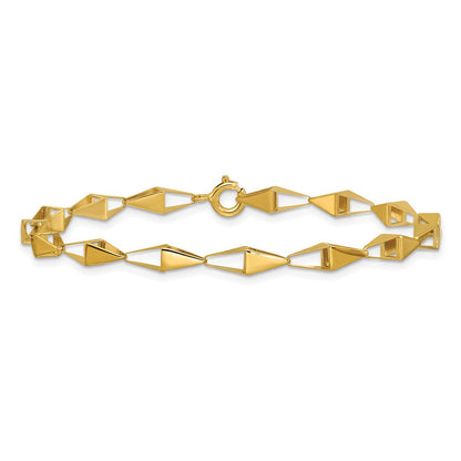 14K Gelbgold Poliert Geometric Glieder Armband