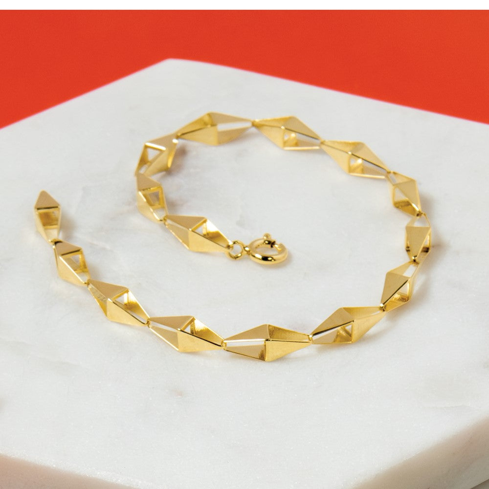 14K Gelbgold Poliert Geometric Glieder Armband