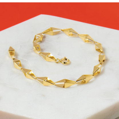 14K Gelbgold Poliert Geometric Glieder Armband