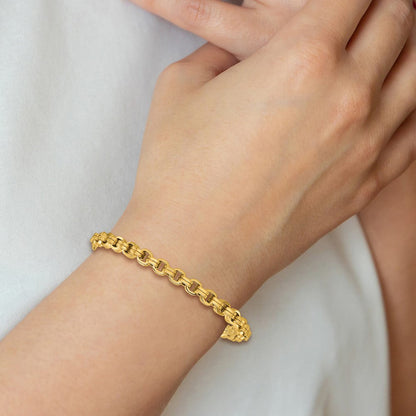 14K Gelbgold Poliert Fantasieglieder Armband