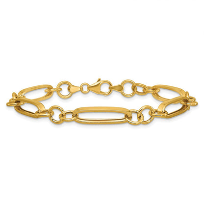 14K Gelbgold Poliert Fantasieglieder Armband