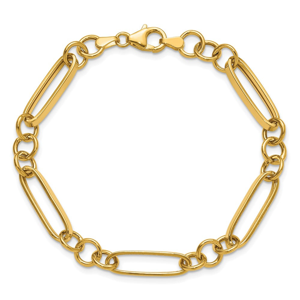 14K Gelbgold Poliert Fantasieglieder Armband