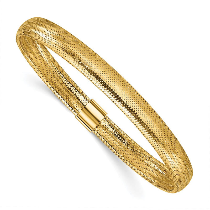 14K Gelbgold Poliert Dehnbar Schieber auf Armband