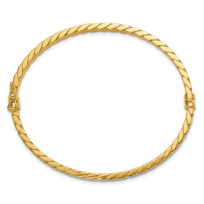 14K Gelb & Rhodium Poliert und Diamantiert Klappbar Armreif