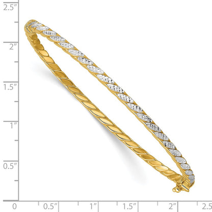 14K Gelb & Rhodium Poliert und Diamantiert Klappbar Armreif
