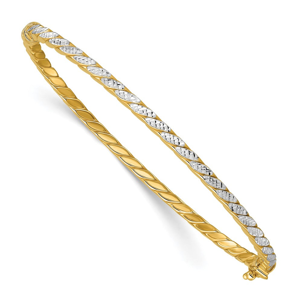 14K Gelb & Rhodium Poliert und Diamantiert Klappbar Armreif