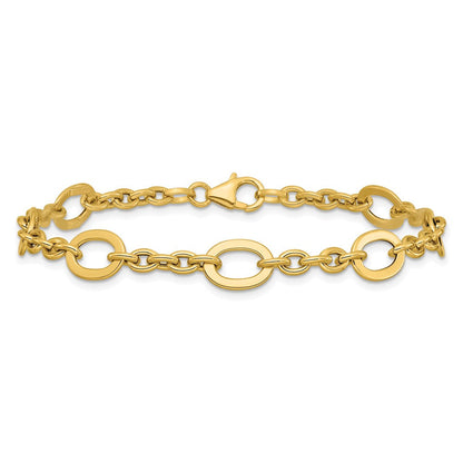 14K Gelbgold Poliert Fantasieglieder Armband