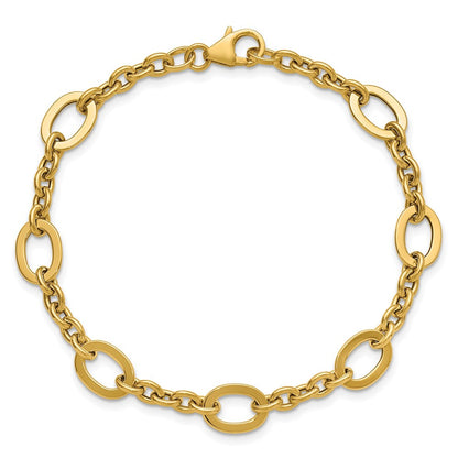 14K Gelbgold Poliert Fantasieglieder Armband