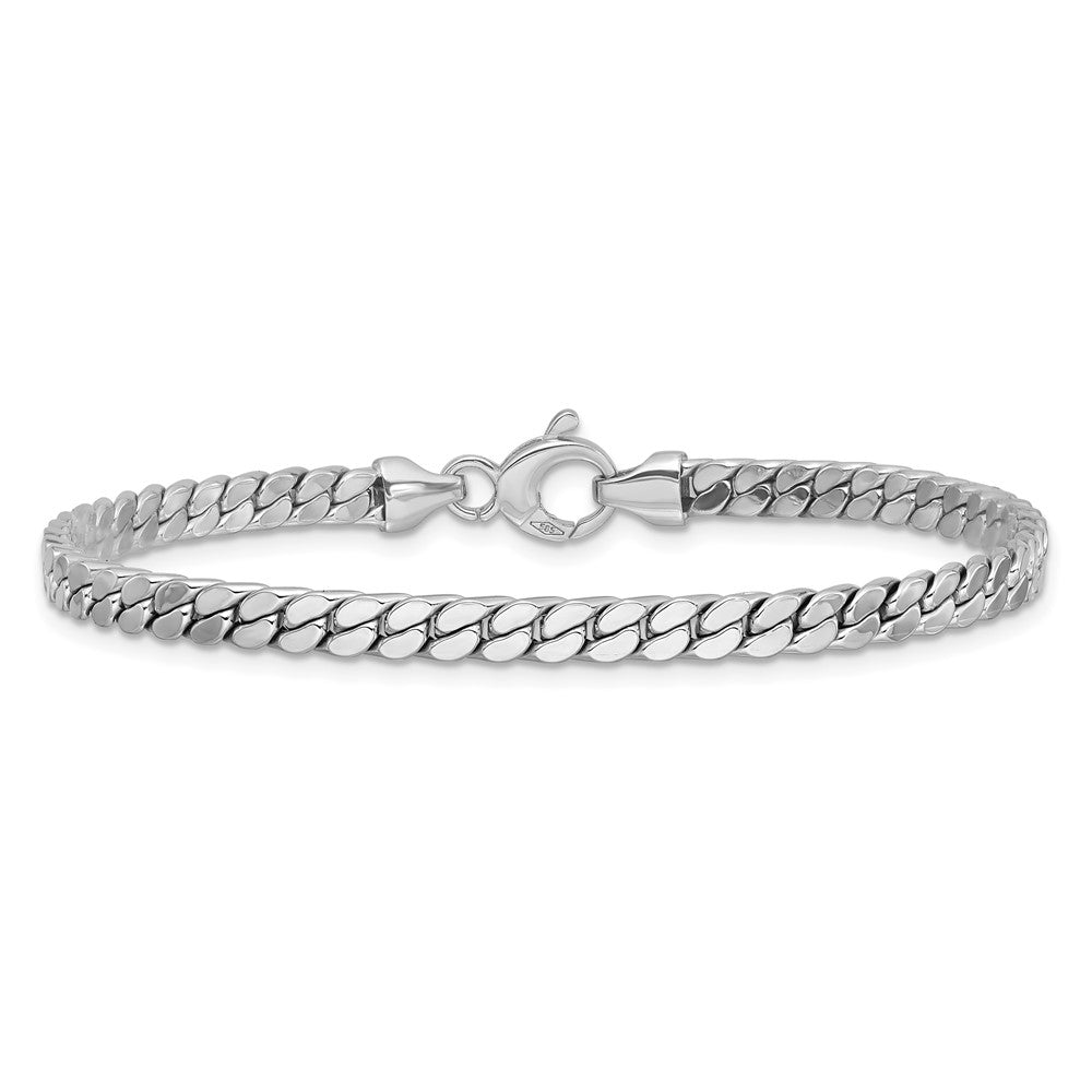 14K Weißgold Poliert Fantasie Panzer Glieder Armband