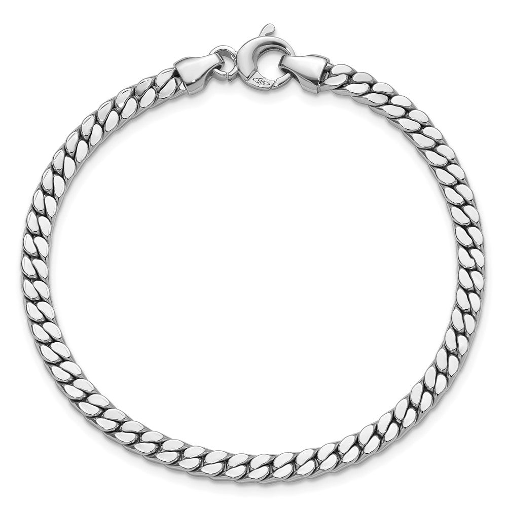 14K Weißgold Poliert Fantasie Panzer Glieder Armband