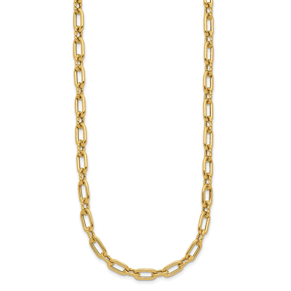 14K Gelbgold Poliert und Gedreht Fantasie Knebel Halskette