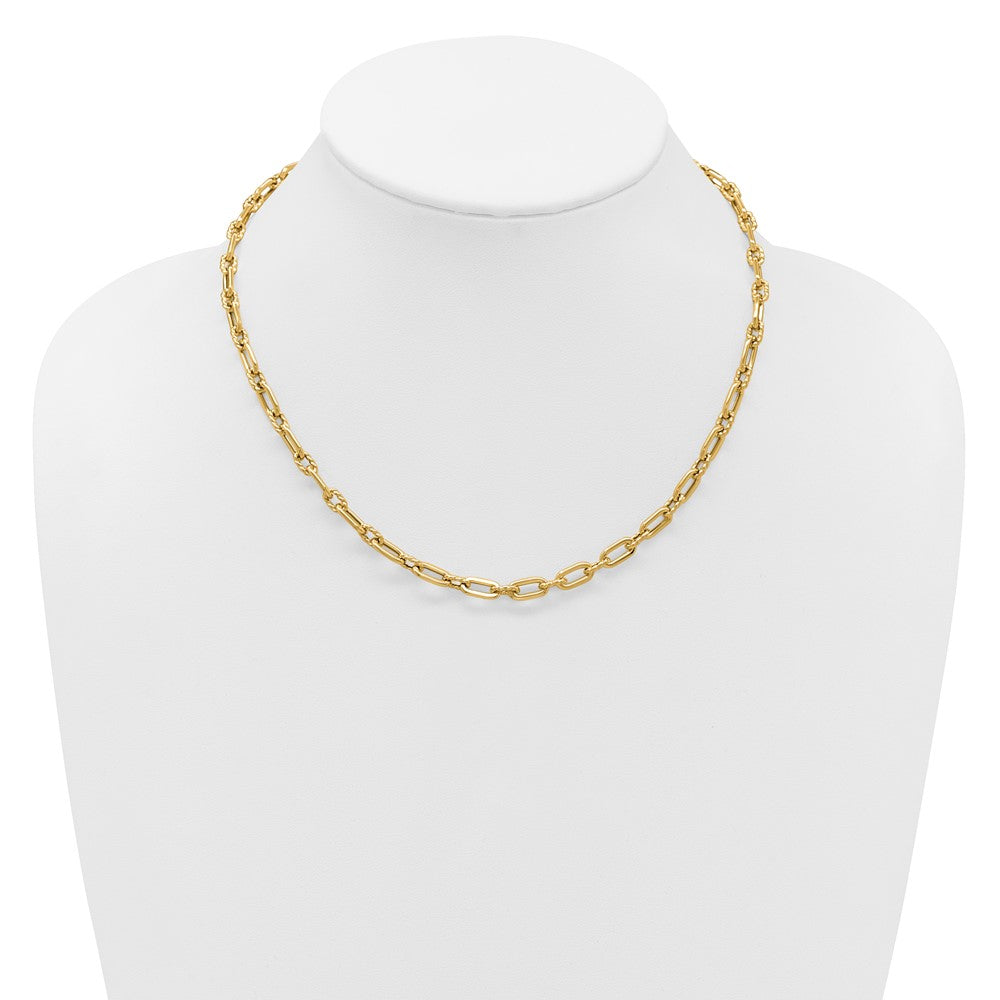 14K Gelbgold Poliert und Gedreht Fantasie Knebel Halskette