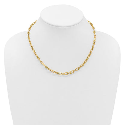 14K Gelbgold Poliert und Gedreht Fantasie Knebel Halskette