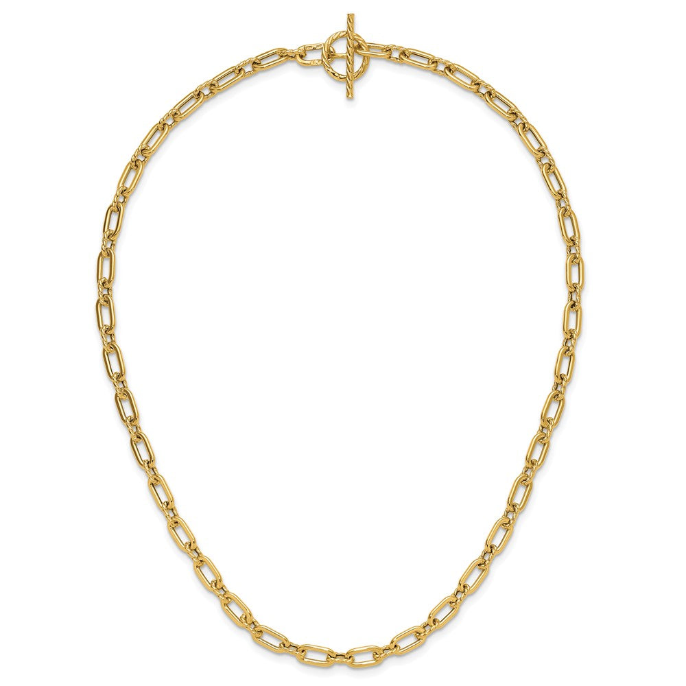 14K Gelbgold Poliert und Gedreht Fantasie Knebel Halskette