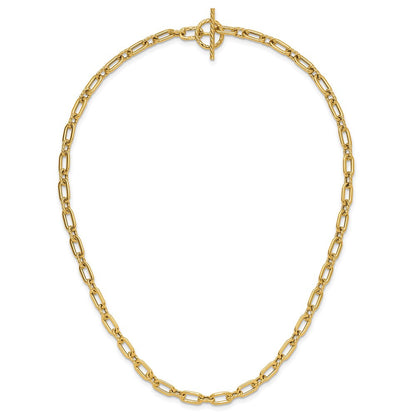 14K Gelbgold Poliert und Gedreht Fantasie Knebel Halskette