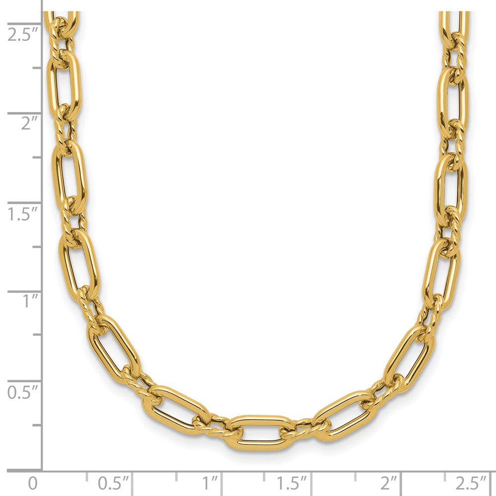 14K Gelbgold Poliert und Gedreht Fantasie Knebel Halskette