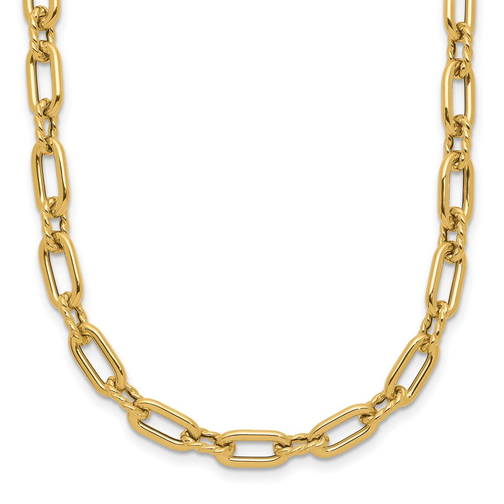 14K Gelbgold Poliert und Gedreht Fantasie Knebel Halskette