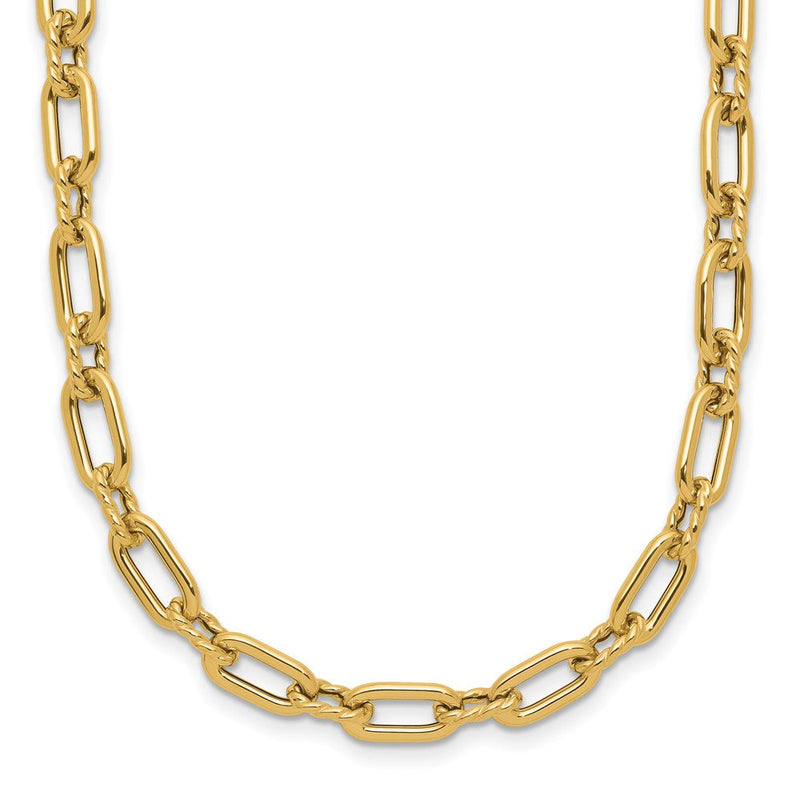 14K Gelbgold Poliert und Gedreht Fantasie Knebel Halskette