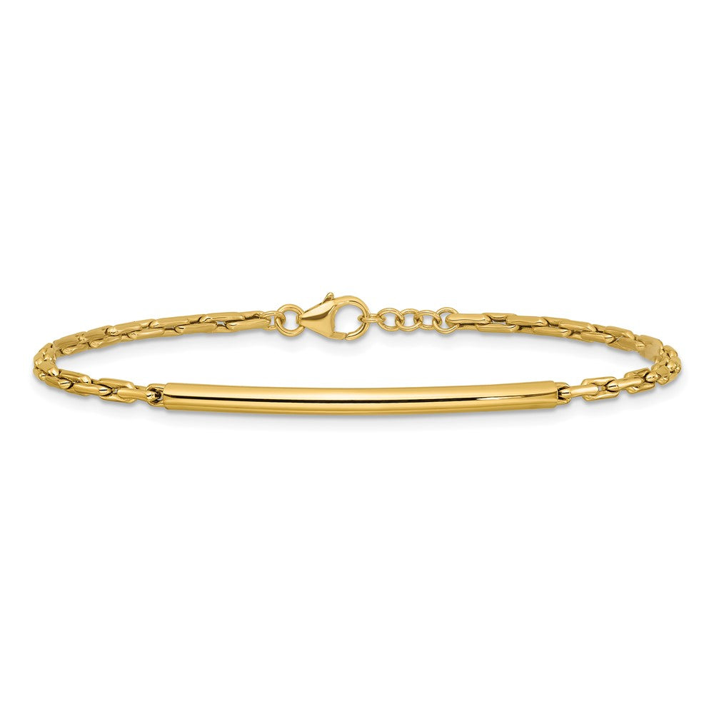 14K Gelbgold Poliert Stab Glieder Mit.25 Zoll Verlängerung. Armband
