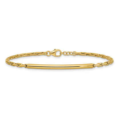 14K Gelbgold Poliert Stab Glieder Mit.25 Zoll Verlängerung. Armband