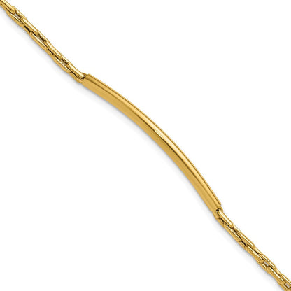 14K Gelbgold Poliert Stab Glieder Mit.25 Zoll Verlängerung. Armband