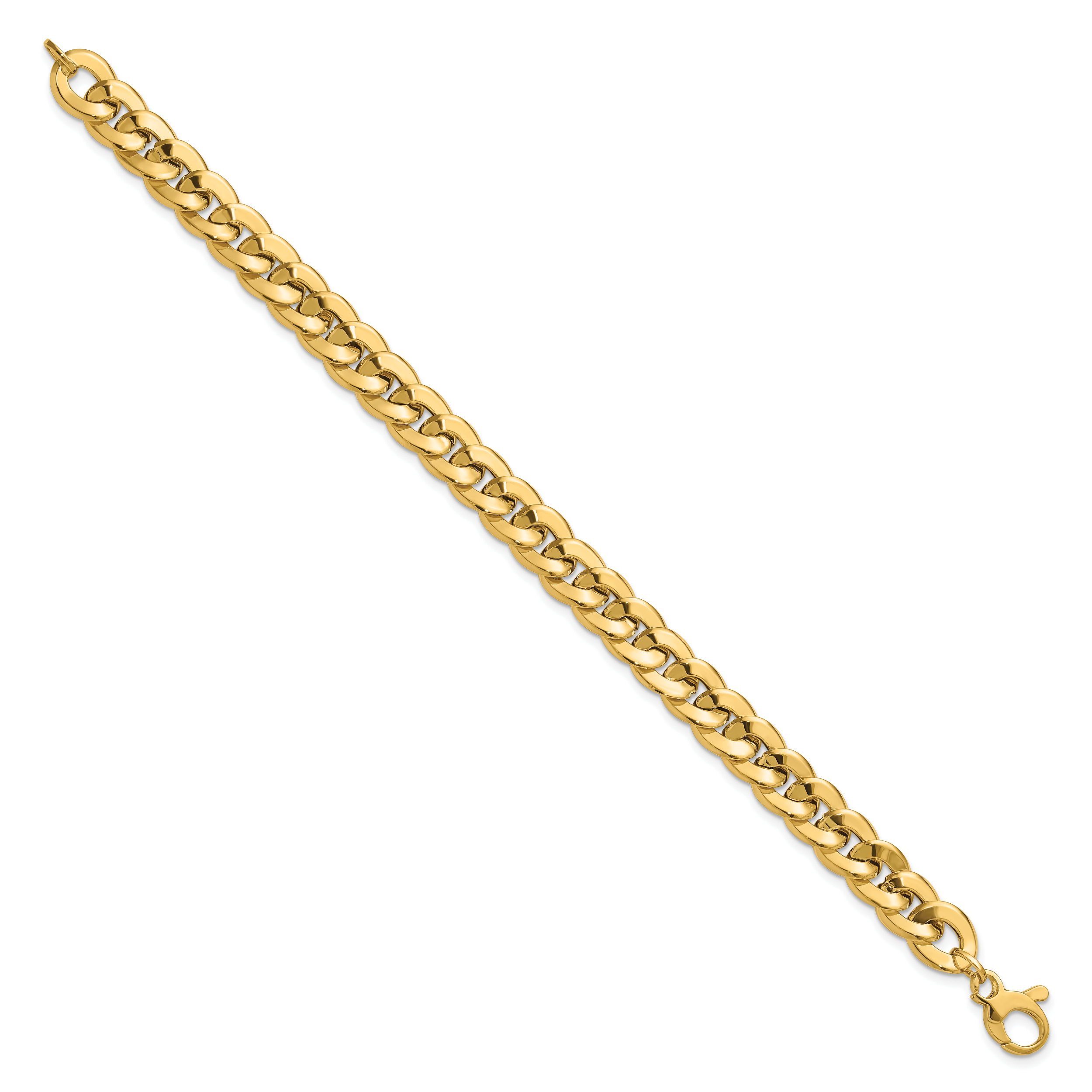 14K Gelbgold Poliert Fantasie Panzer Glieder Gliederarmband