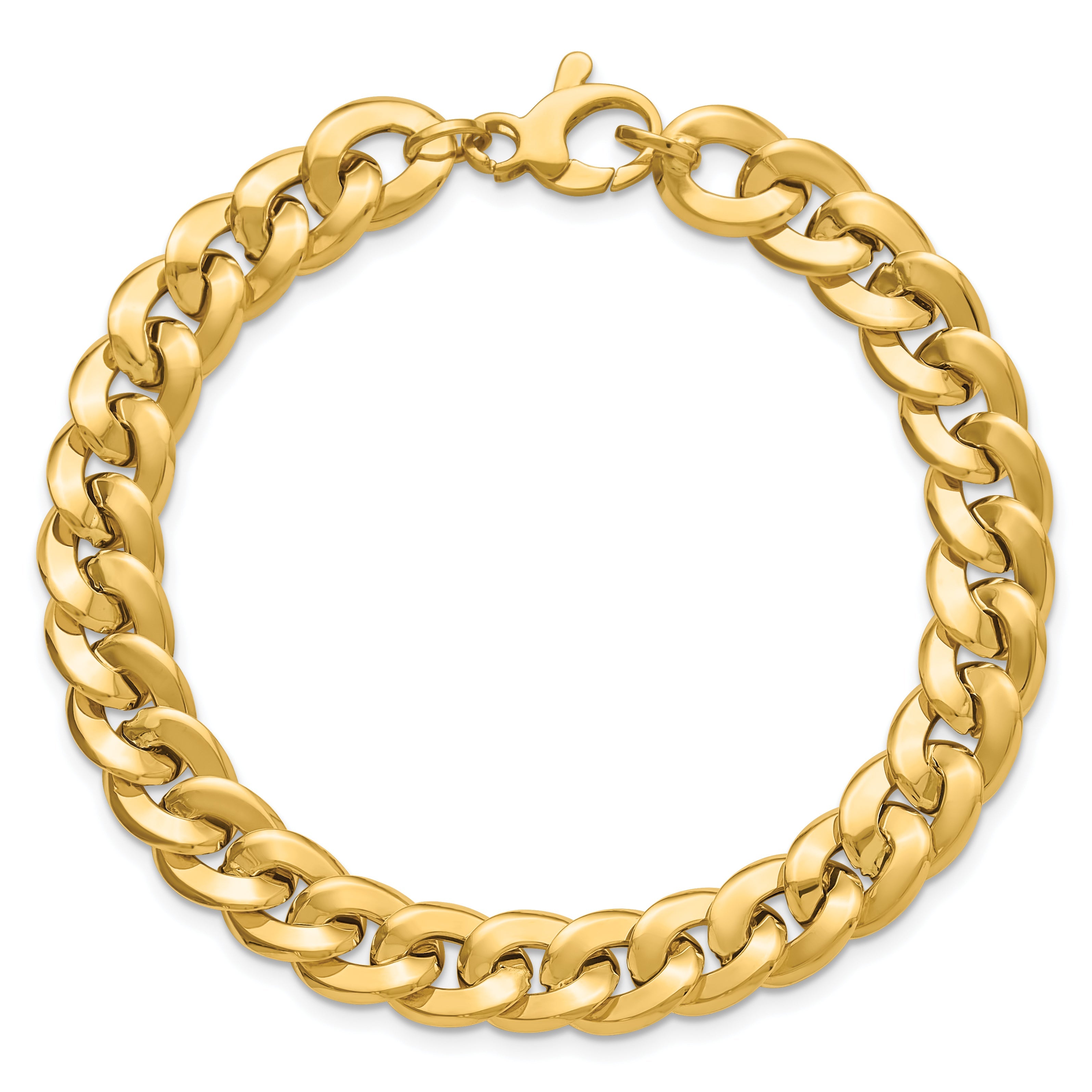 14K Gelbgold Poliert Fantasie Panzer Glieder Gliederarmband