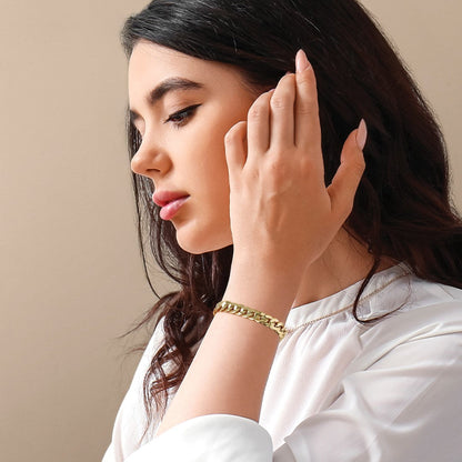 14K Gelbgold Poliert Fantasie Panzer Glieder Gliederarmband