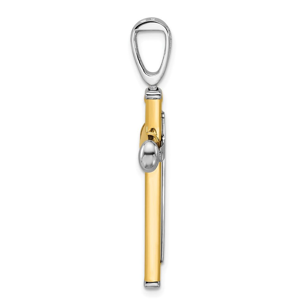14K Bicolor Poliert und Diamantiert Kreuz Anhänger