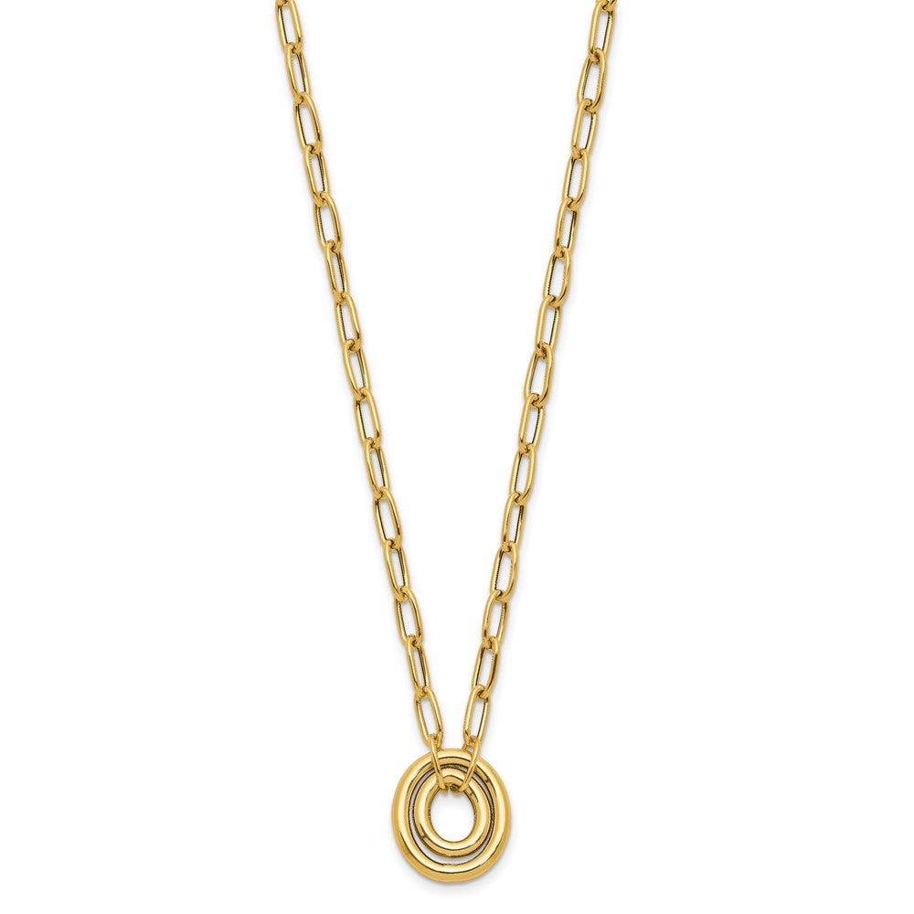 14K Gelbgold Poliert Paper Klammer Glieder mit Oval Akzente Halskette