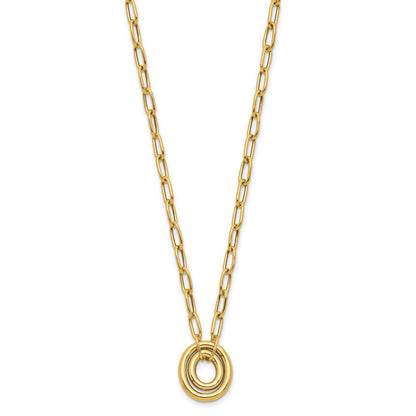14K Gelbgold Poliert Paper Klammer Glieder mit Oval Akzente Halskette