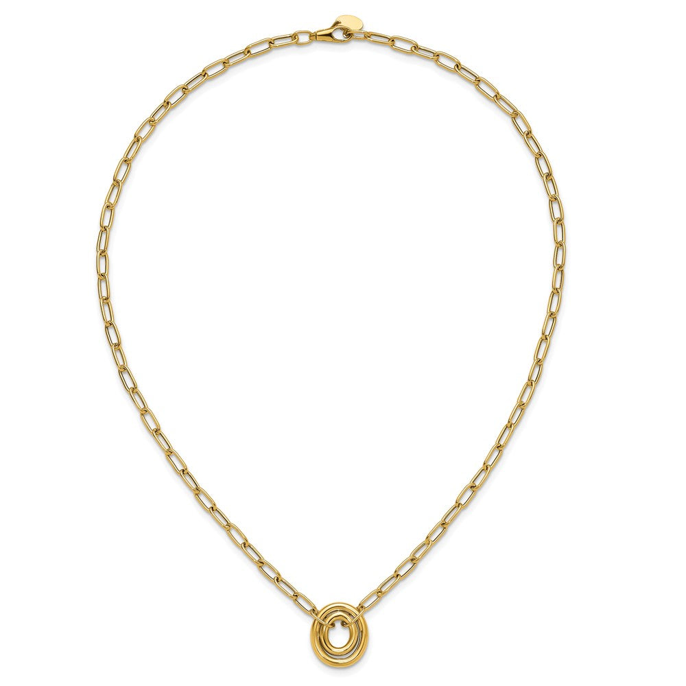 14K Gelbgold Poliert Paper Klammer Glieder mit Oval Akzente Halskette