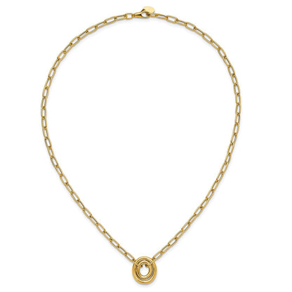 14K Gelbgold Poliert Paper Klammer Glieder mit Oval Akzente Halskette